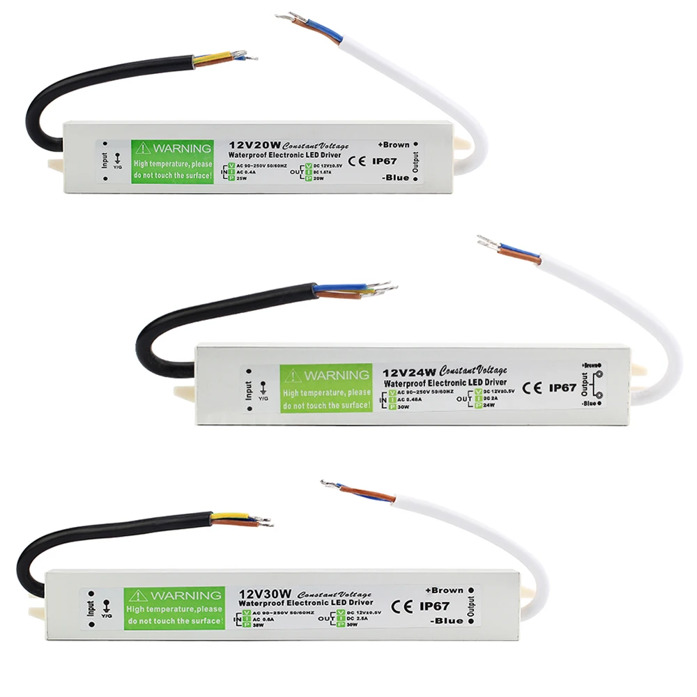 AC90V-250V к 12 в 10 Вт 15 20 24 30 36 45 50 IP67 Водонепроницаемый светодиодный электронный