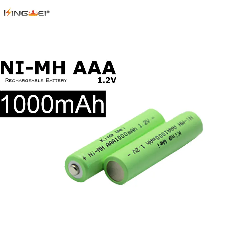 4 шт. KingWei зеленый AAA 1 2 v Ni-MH аккумуляторные батареи реальная емкость 1000mAh батарея |