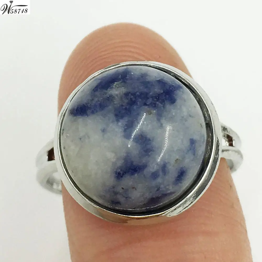 Sodalite C7220 Кристальный лазурит тигровый глаз авантюрин Howlite Sodalite Goldstone Opal Jaspe синяя Песочная бусина кольцо 6,5~ 1" US Adjust WFH588 - Цвет основного камня: Sodalite C7220