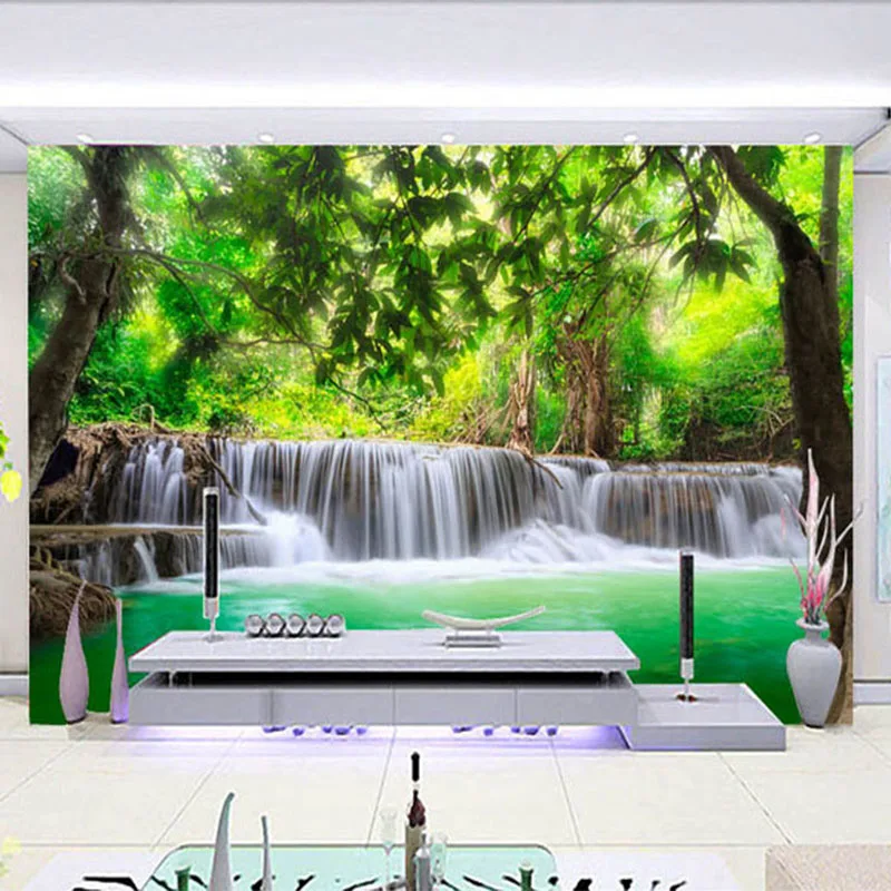 3D фотообои с водопадом обои для гостиной ТВ дивана|waterfall mural wallpaper|wallpapers for living