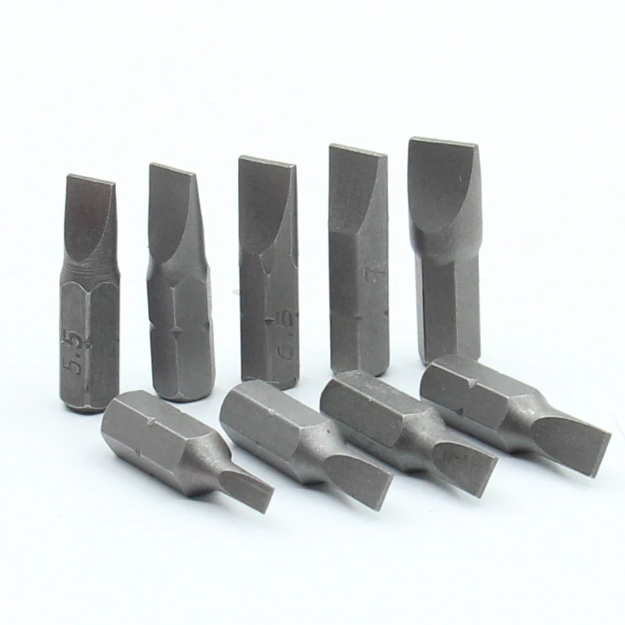 

9Pcs 25mm Slotted Screwdrivers Bits 1.6mm-7mm S2 alloy steel Magnetic Flat Head Slotted Tip Screwdrivers Bits 1/4 Inch Hex Shank