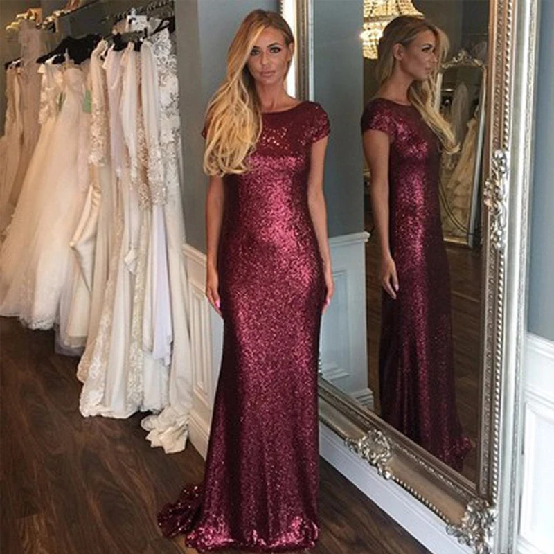 Ombreprom Коротким Рукавом Русалка Люкс Вечерние Dress Sexy Красивые Женщины Блесток