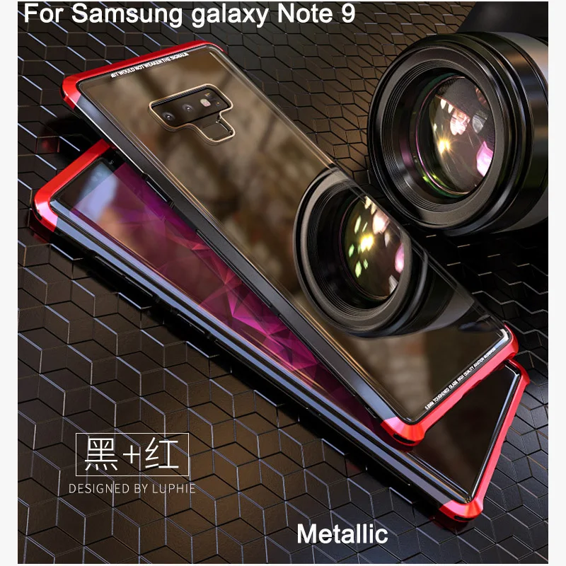 Fashion Tempered Glass Metallic Case For Samsung galaxy Note 9 cover shell Note9 Cases phone |