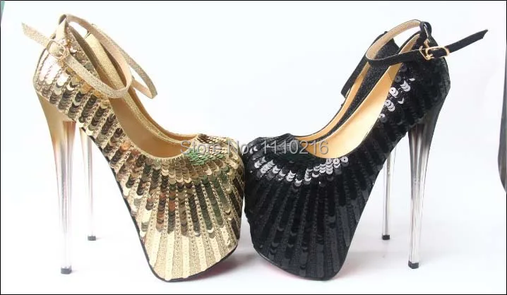 

2017 new sexy fashion sequined tenis feminino sapatos salto alto women platforms pumps strappy ultra high heels buckle shoes