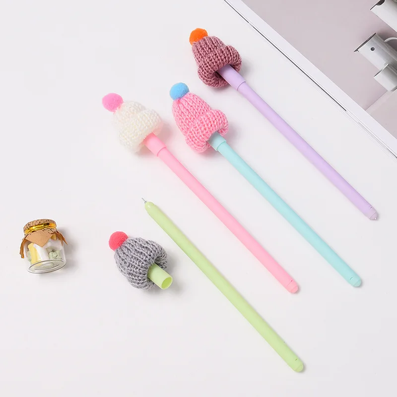 40 pcs Gel Pens Cartoon hat black colored kawaii gift gel-ink pens for writing Cute stationery office school supplies | Канцтовары для