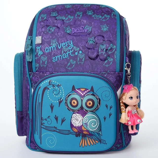 6-108 delune Delune Brand Girls Lovely Cat 3D Orthopedic School Bags for Children Boys SUV Cars Schoolbag Backpack Mochila Infantil Grade 1-5 - Цвет: 6-108 delune