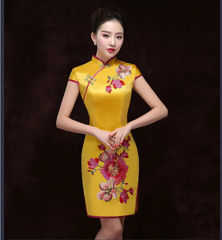 Женское Короткое платье Ципао в винтажном китайском стиле|Чонсамы| |
