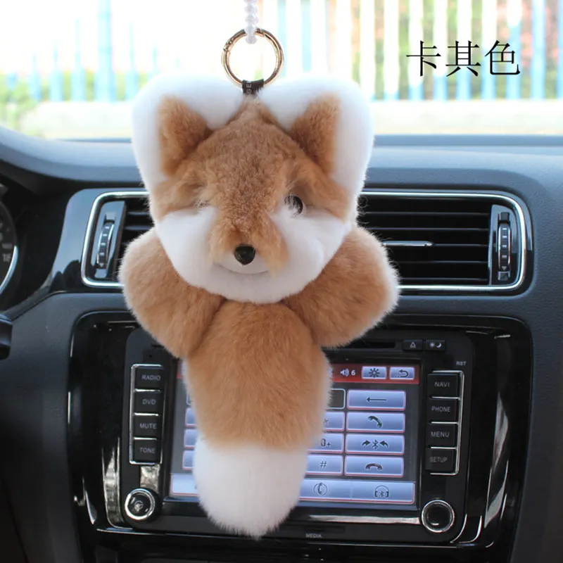 Real Genuine Rex rabbit Fur pompom fox Keychain women Bag Car Charm Animal Pendant Cute Mini Small pompon Keychains | Украшения и