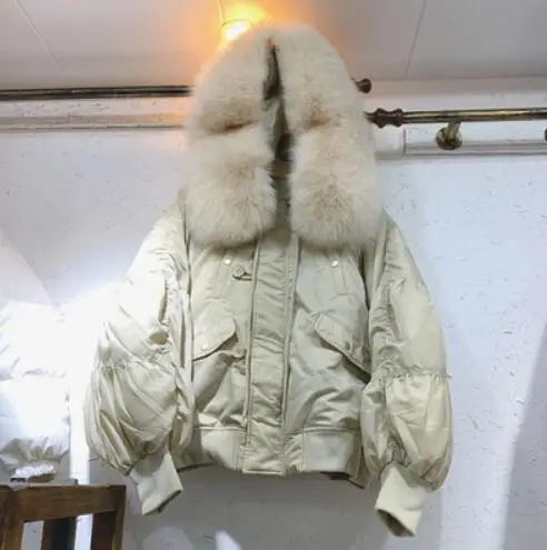 Real Fox Fur Большой размер, 90% белый утиный пух, женская зимняя парка с большим натуральным лисьим меховым воротником,, корейское Женское пальто, зимняя верхняя одежда - Цвет: Real Fox Fur