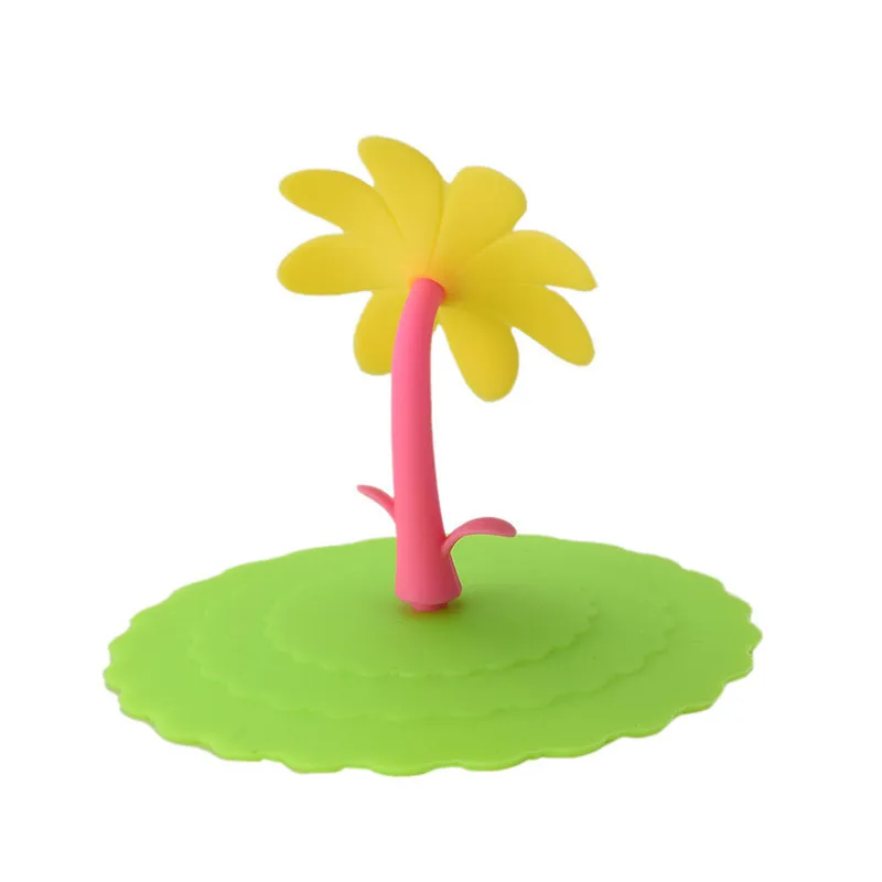 Симпатичная чашка с подсолнухом пылезащищенная многоразовая силиконовая для