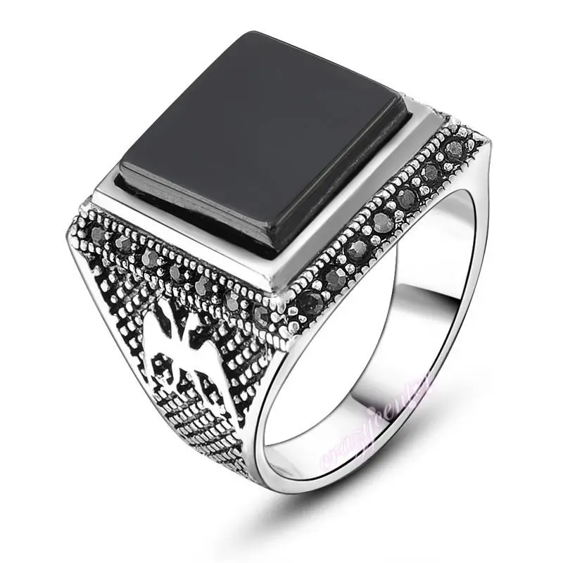 Доставка&gt Мужское исламское Кольцо черное квадратное мусульманское кольцо