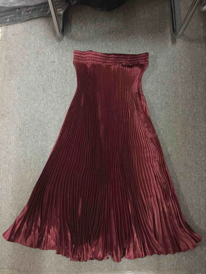 wine red LANMREM Новая летняя модная женская одежда с высокой талией, плиссированная трапециевидная длинная юбка для девочек, все цвета, WG18208 - Цвет: wine red