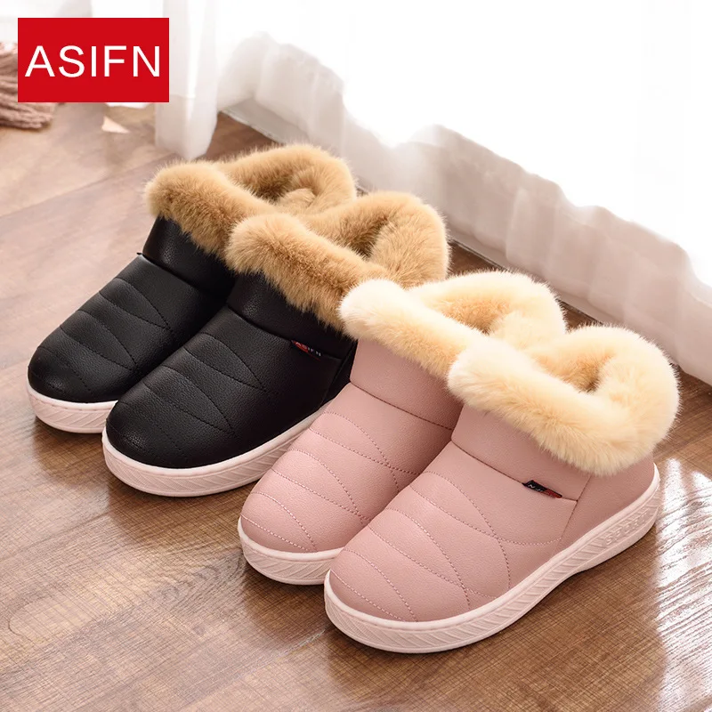 Женские зимние ботинки на меху водонепроницаемые теплые без шнуровки плоской