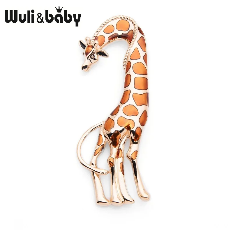 Мужская/Женская Брошь в виде жирафа Wuli & Baby металлическая большая брошь с