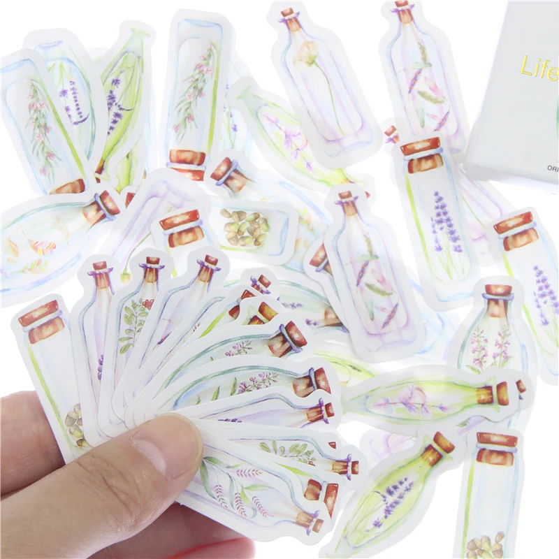 45 шт./кор. Изящные кавайные стеклянные бутылки мини-наклейка из бумаги украшение