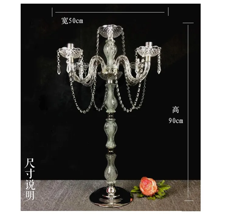 Высота 90 см центральный столик акриловый хрустальный свадебный подсвечник