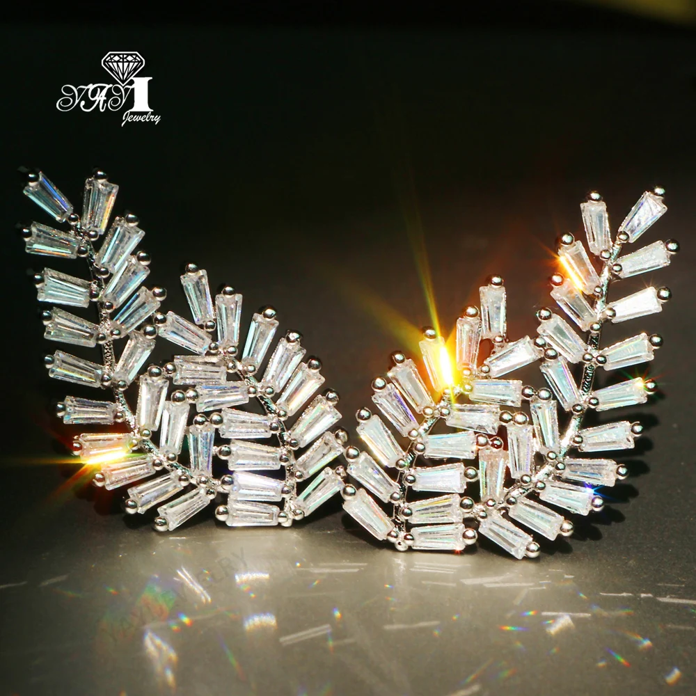Ювелирные изделия YaYI Мода Принцесса 13CT серебро белый циркон Цвет Длинные серьги