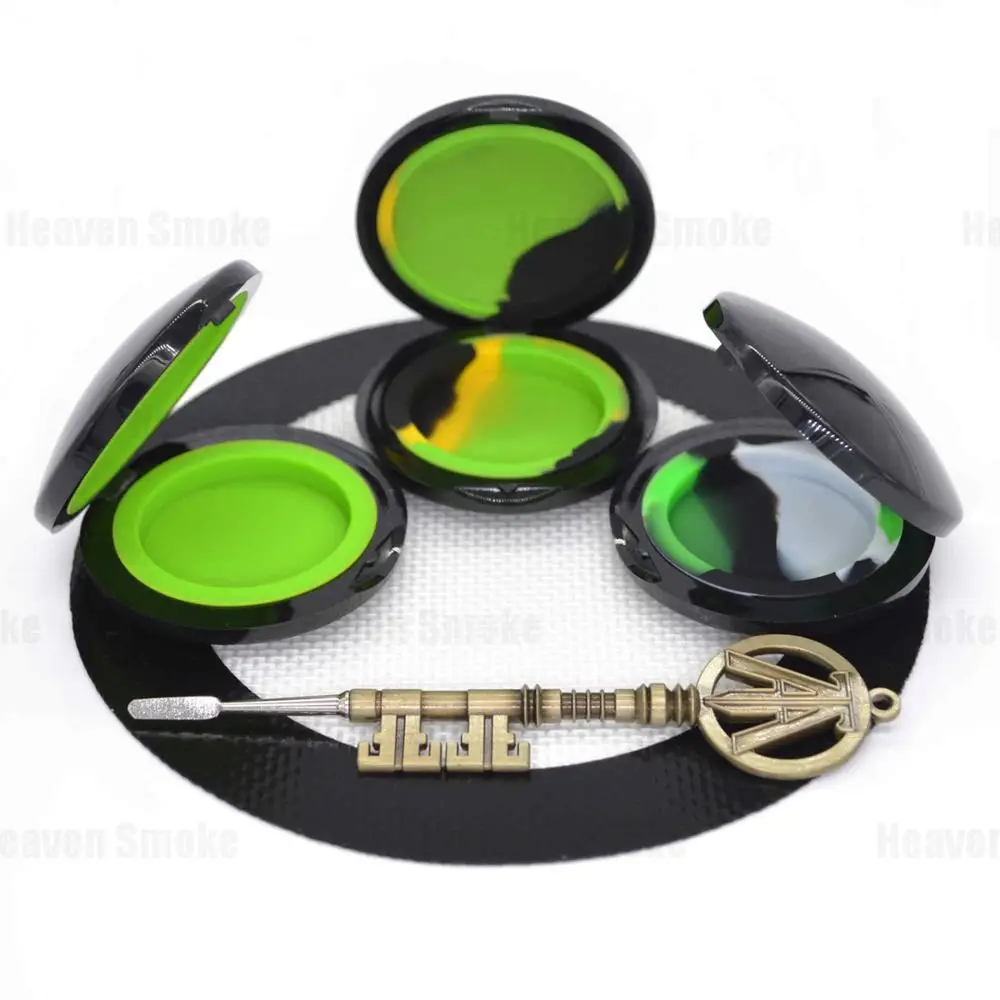 Green Kit Copper Key 3*6 мл силиконовая банка раскладушка компактная баночка Dab воск антипригарный контейнер для трав+ 1* Силиконовый коврик+ 1* готовый плеер один даббер инструмент - Цвет: Green Kit Copper Key