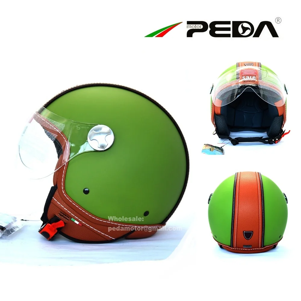 Винтажный кожаный мотоциклетный шлем унисекс с открытым лицом|open face|dot motorcycle