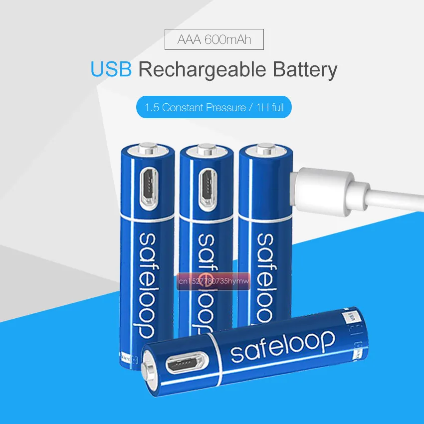 1 5 в AAA перезаряжаемая батарея 600 мАч USB литий полимерная Быстрая зарядка с помощью