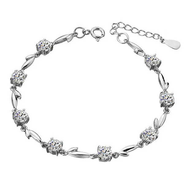 100% (4 шт./лот) AAA 925 Стерлинговое серебро ювелирный Хрустальный браслет женский