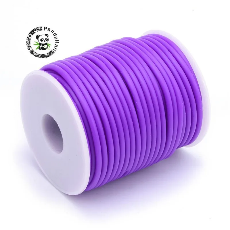 Mauve Pandahall, 2 мм, 3 мм, 4 мм, полый трубчатый резиновый шнур с отверстием 1 мм/1,5 мм/2 мм, цельный резиновый трубчатый шнур с пластиковой катушкой F80 - Цвет: Mauve