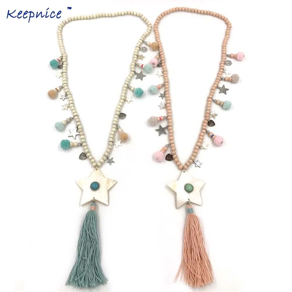 Новинка 2017 года деревянная цепочка из бисера морская раковина пять звезд