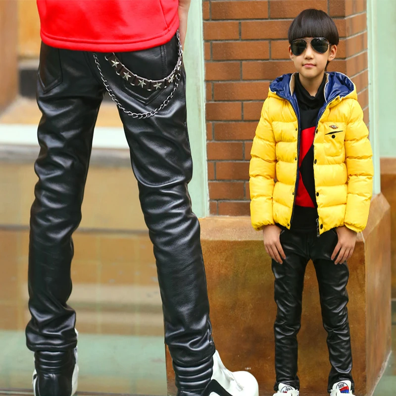 Высокое качество Обувь для девочек PU Леггинсы женщин Зимняя Детская