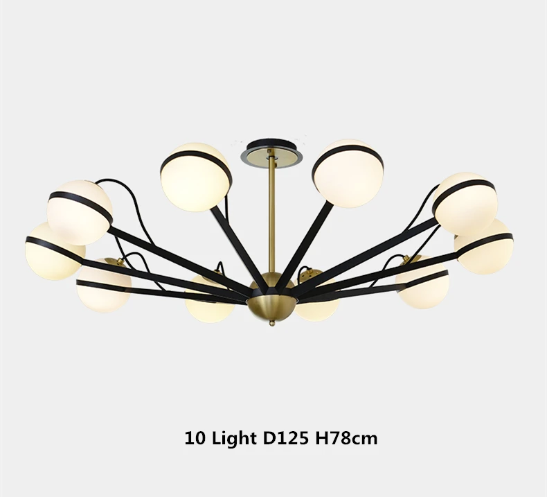 10 light D125 H78cm Нордический минимализм коридор светодиодный настенный светильник Гостиная блеск стеклянный Глобус Светодиодные Бра черный металлический кронштейн Свет для спальни - Цвет абажура: 10 light D125 H78cm