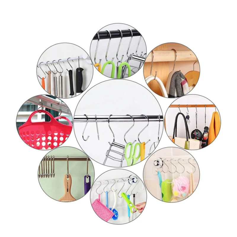 20 Pack 70mm/2.7&quot S Shaped Hook Ball End Hanger Utility Hanging Hooks Silver Tone for Bathroom Bedroom Office Kitchen Workshop | Дом и сад