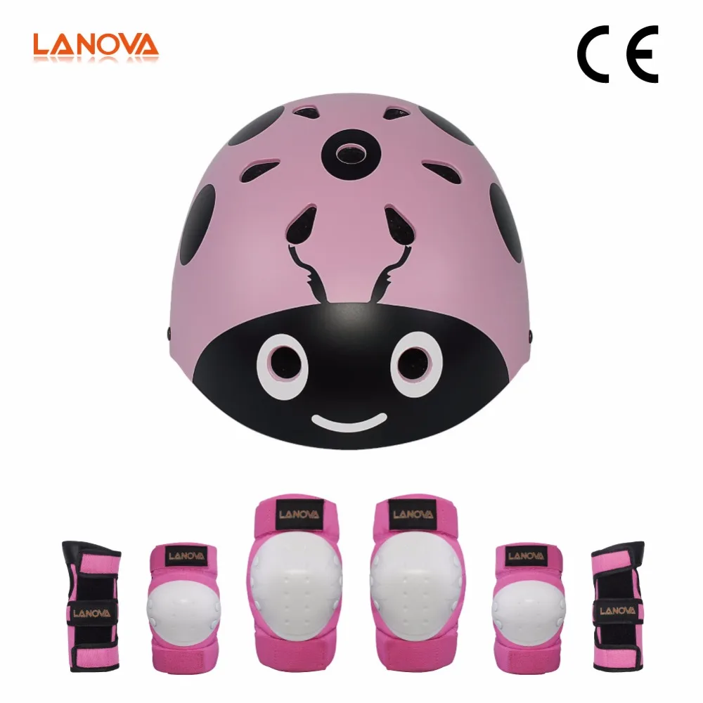 

LANOVA Kids Toddler Protective Gear Knee Pads Elbow Pads Wrist Guards Bicycle Helmet 7pcs for Multi-sport Skating Cycling