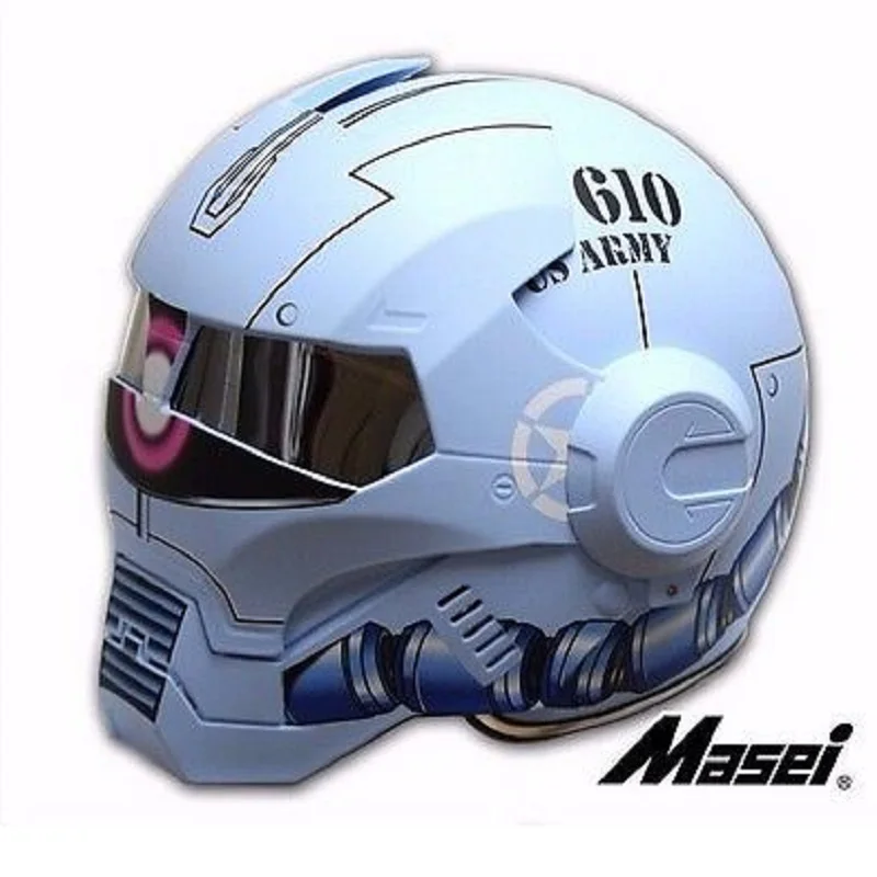 

MASEI 610 IRONMAN motorcycle helmet Casque motocross half helmet Personality open face helmet Trend Cycle Race helmet Matte Blue