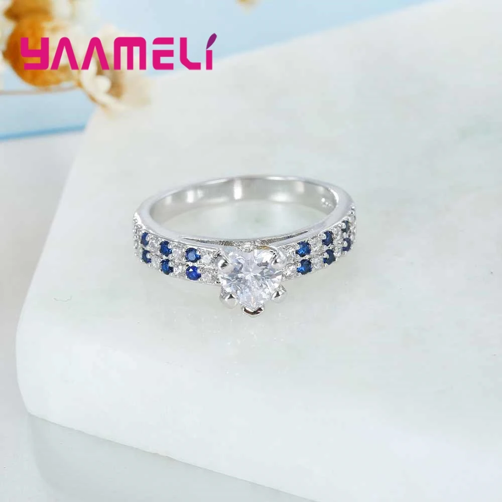 Женское ювелирное изделие из серебра 925 пробы с фианитом|crystal blue|love lovezirconia cubic |