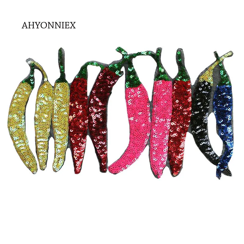 1 PCS Large Chilli Patch Sequin Embroidery Fashion Clothes Applique DIY Clothing Decoration Iron On Sequins Patches for | Дом и сад