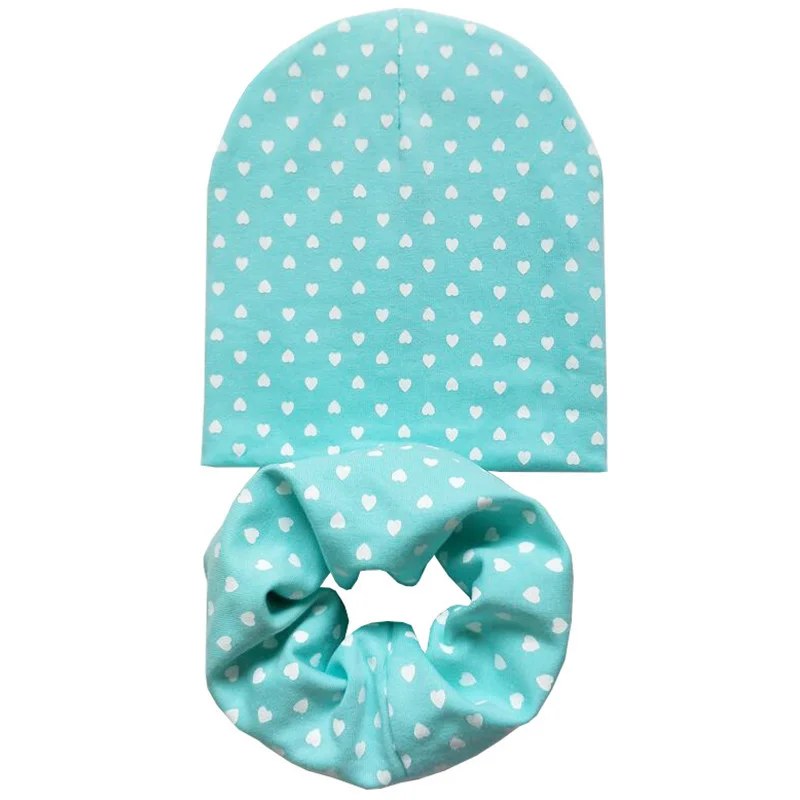 Love heart green 1 комплект, осенне-зимняя хлопковая шапка для малышей, шапка для мальчиков и девочек, детские вязаные шапки, шапки для младенцев, шарф с воротником, детская шапка s, gorros infantiles invierno - Цвет: Love heart green