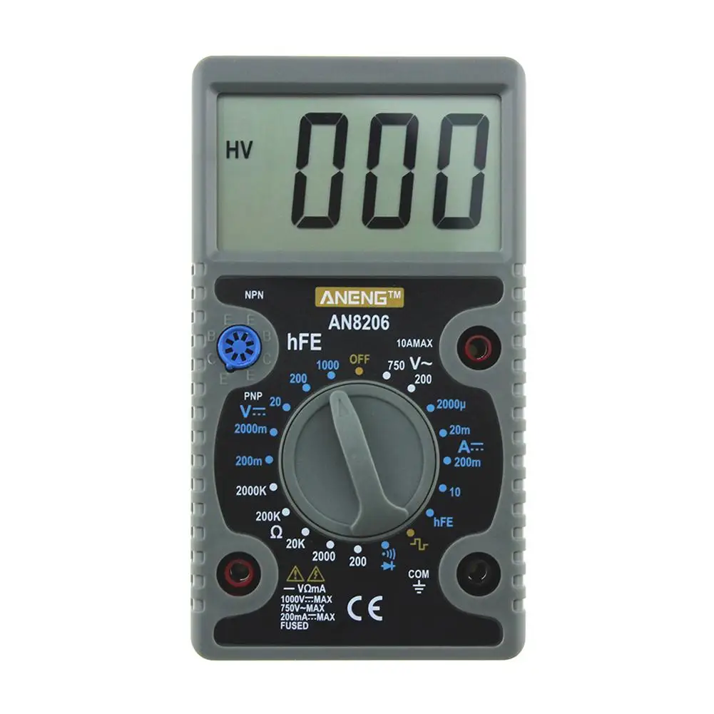 AN8206 5 Colors Mini Handheld Digital Multimeter LCD Screen Overload Protection Ampere Voltage Ohm With Tester Probe 1PC J3 | Инструменты