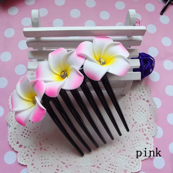 pink HappyKiss/, расческа для волос в цветочек на свадьбу, заколка для волос - Цвет: pink