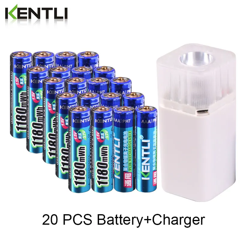 CL57-PH7-20 KENTLI 1,5 v 1180mWh AAA перезаряжаемая полимерная литиевая батарея+ 4 слота aa aaa литиевая батарея зарядное устройство с фонариком - Цвет: CL57-PH7-20
