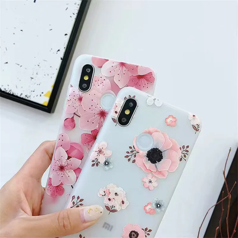 KISSCASE 3D рельефный чехол с цветами для Xiaomi Redmi Note 5 6 pro Мягкий Силиконовый Футляр 4X
