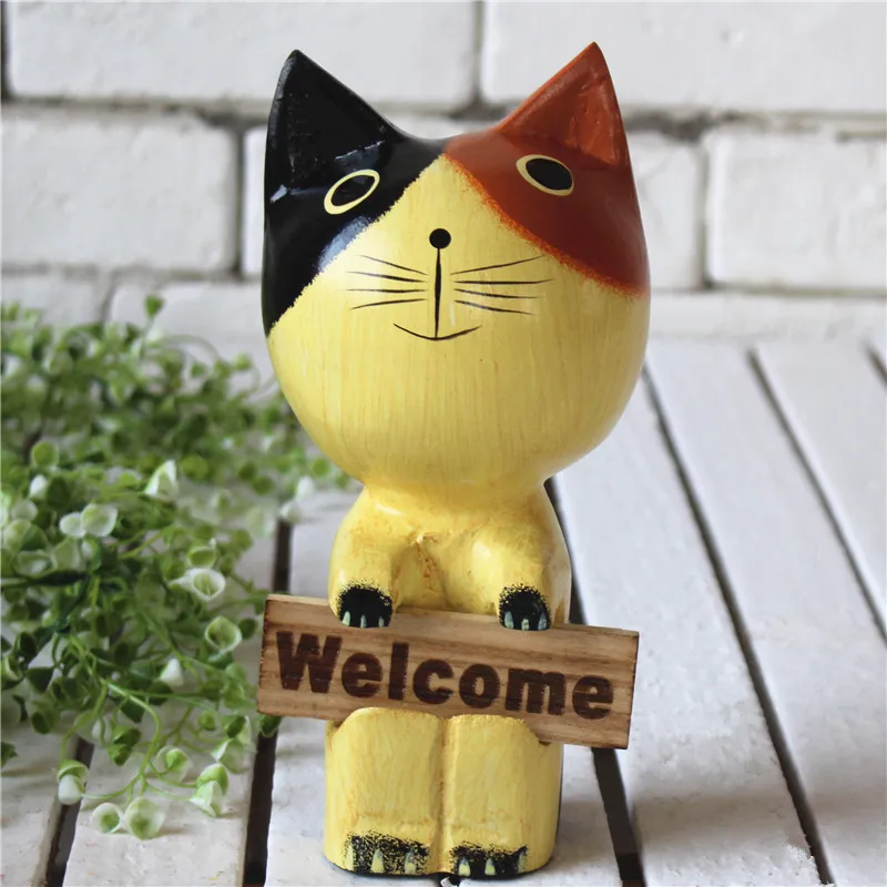 

Деревянная кошка, украшение дома, кошка, статуя, фигурки животных, домашний декор, украшение, ElimElim