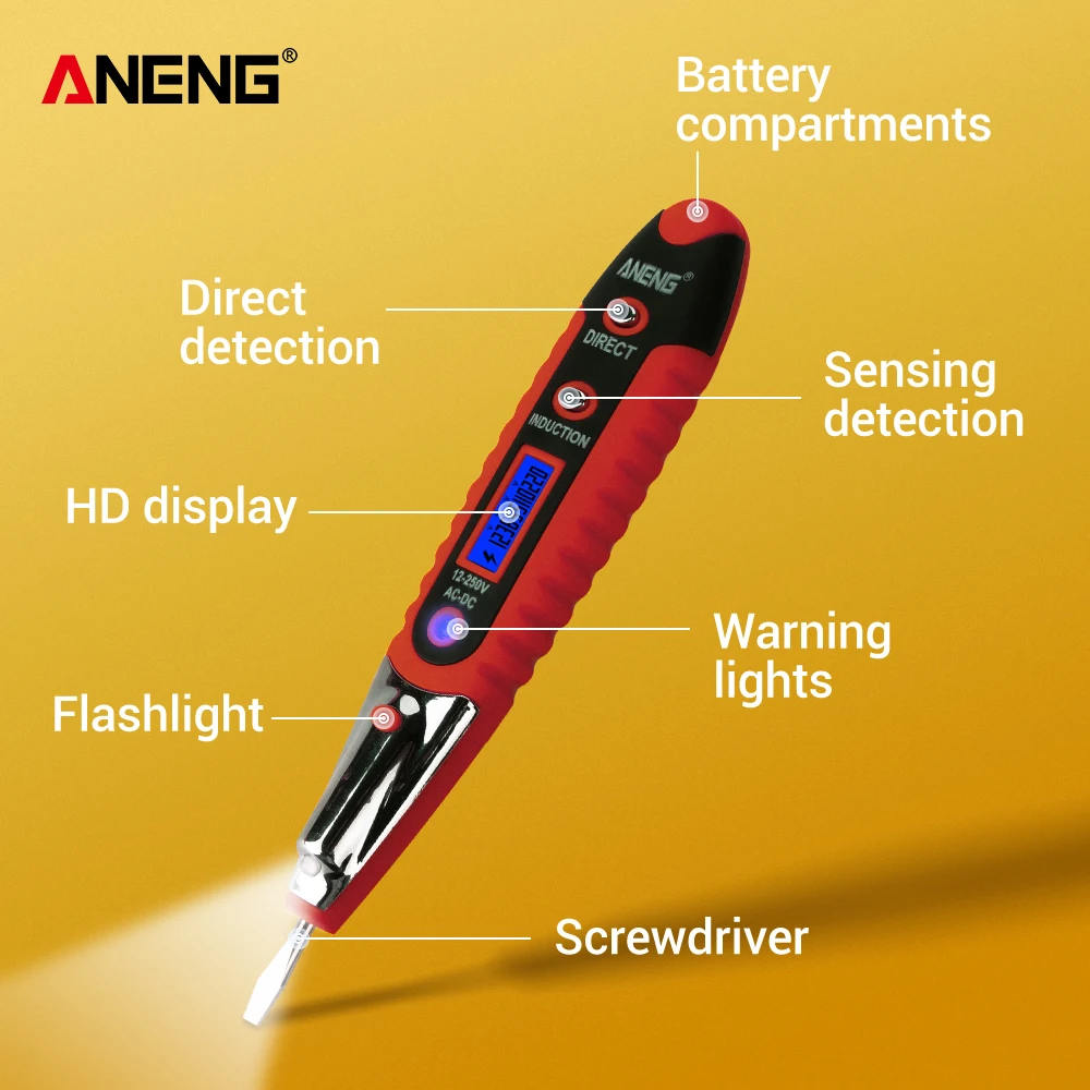 

VD700 12~250V AC DC Voltage Digital Test Pen Detector Electric LCD Voltage Tester Socket Wall AC Electrical Measure Meters Test