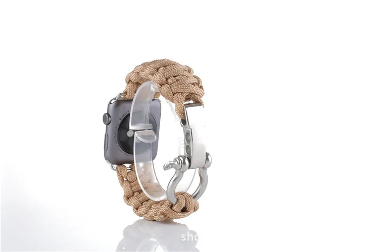 38/42 мм наручных часов iWatch, ремешок с адаптеры для сим-карт нейлоновая веревка выживание, браслет, ремешок для наручных часов, Повседневное Спортивная Apple часы-ремешки Армейский зеленый