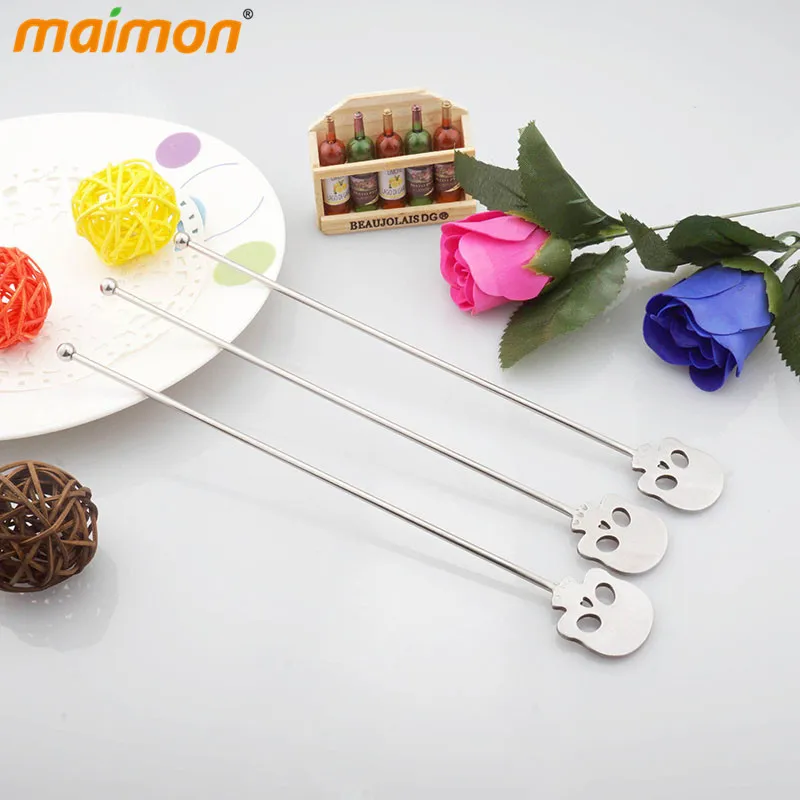 2 шт./упак. стеклянные палочки для перемешивания напитков с черепом из