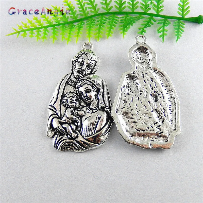 GraceAngie 2pcs/pack Zinc Alloy Religious Style Exotic Culture Saint Virgin Mary Joseph Baby Jesus jewelry pendant Accessories | Украшения