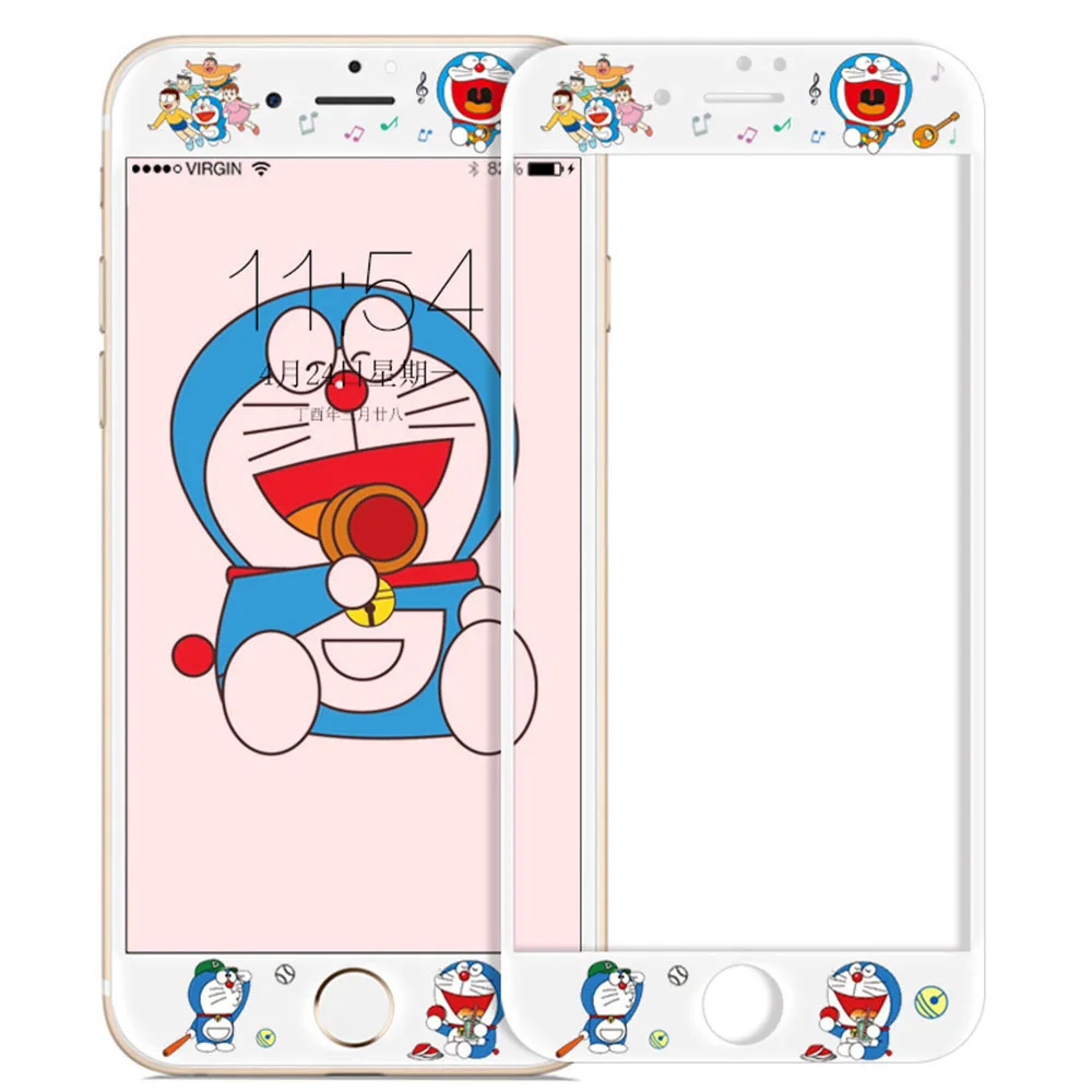 Doraemon Милый мультяшный протектор экрана из закаленного стекла для iPhone 6, 7, 8, 6s Plus, защита экрана hello kitty для iPhone 6 Plus, 7 Plus, 8 - Цвет: Doraemon