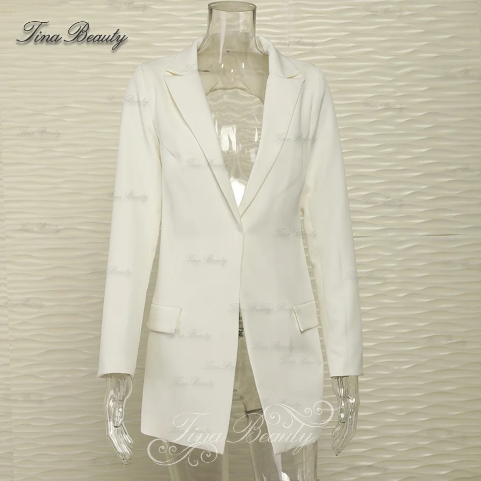 white blazer Tina beauty Cardi B комплект из 2 предметов, штаны, блейзер с открытой спиной, длина до колена, с кисточками, v-образный вырез, сексуальный сетчатый, с длинным рукавом, на шнуровке, украшенный пряжкой - Цвет: white blazer