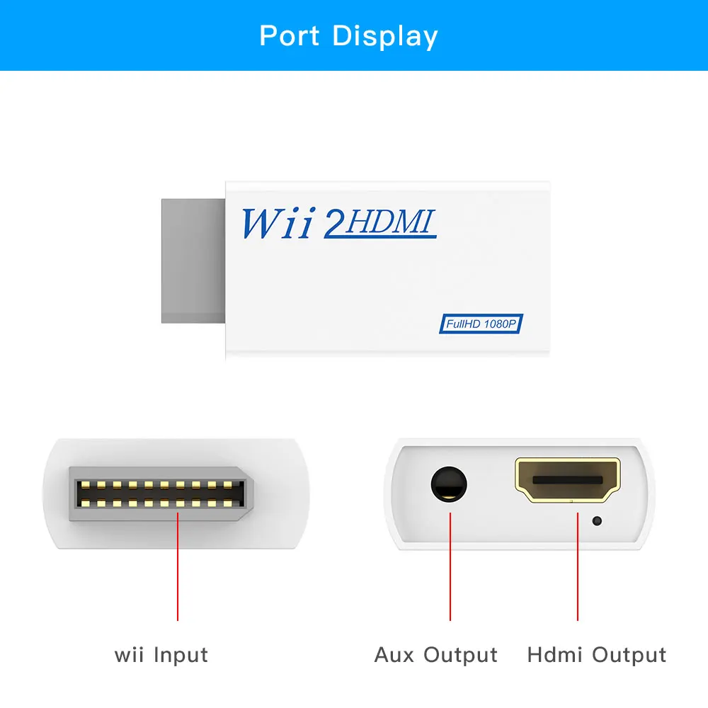 Wii 2HDMI адаптер для HDTV монитора 3,5 мм аудио wii в HDMI адаптер конвертер Поддержка Full HD 720P 1080P