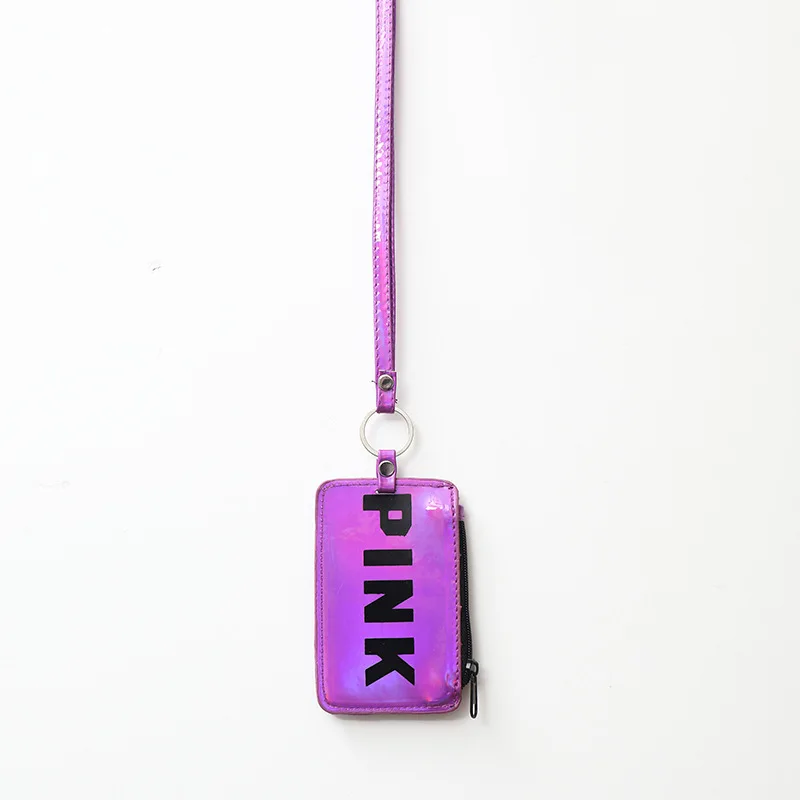 purple Лазерная висячая сумка для карт на шее, женская сумка для кредитных карт, Корейская версия, посылка для писем, портативная дорожная Сумочка для монет, посылка для работы с картами - Цвет: purple