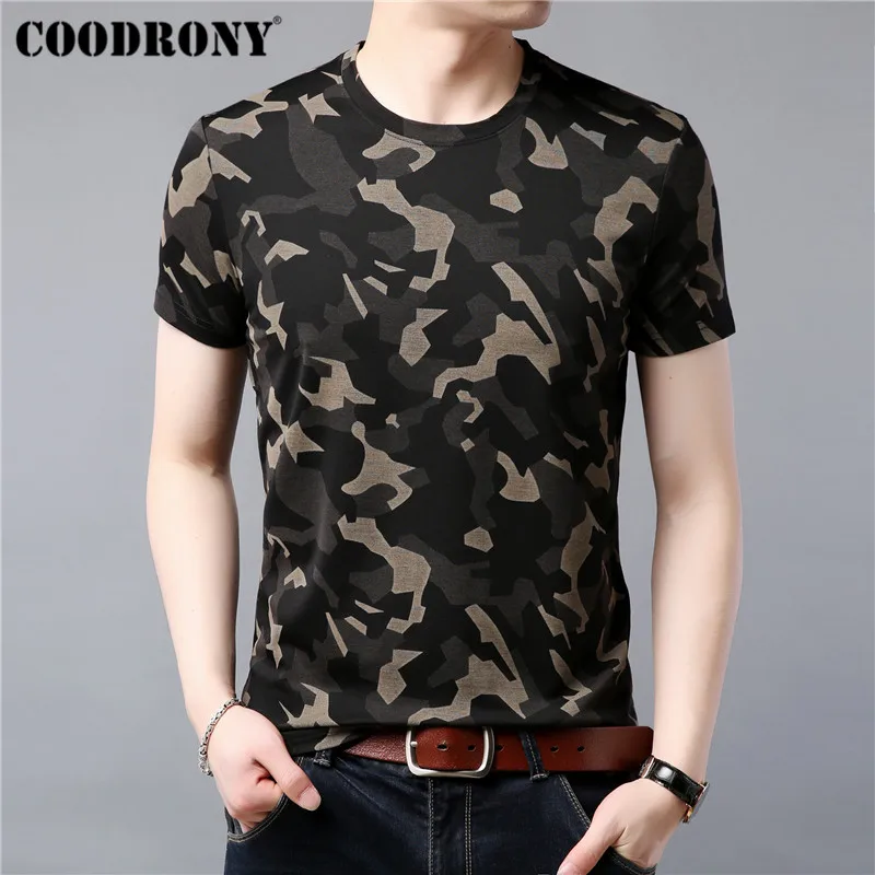 Футболка COODRONY мужская с коротким рукавом модная камуфляжная уличная одежда