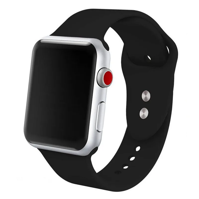 Спортивная мягкая силиконовая лента для наручных часов Apple Watch 4/3/2/1 Для мужчин's и Для женщин заменить Для мужчин t ремешок для наручных часов Iwatch серии 44/42/40/38 мм - Цвет ремешка: Black